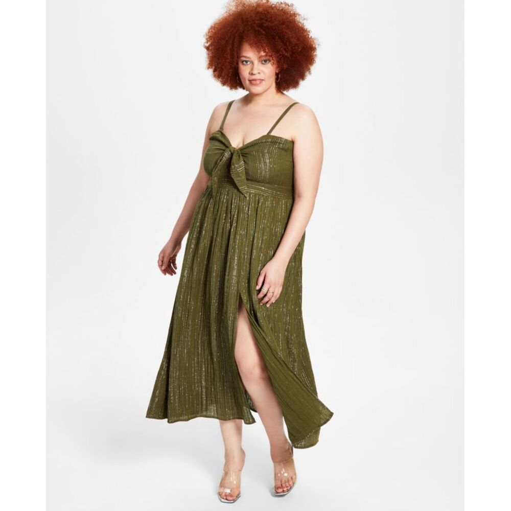 Bar III Trendy Plus Size Tie Front Maxi Dress
